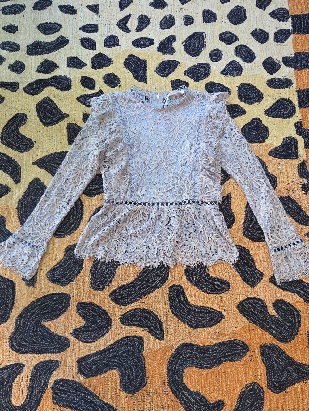 Storia Light Blue Lace Peplum Blouse